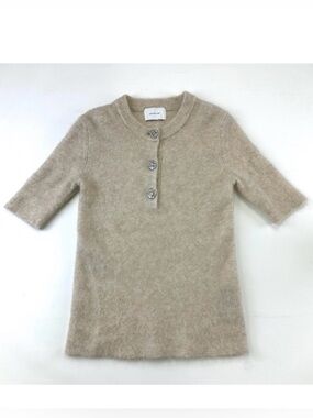 H&M Edition cream sweater Small Jewelled buttons mohair blend short sleeve Cozy